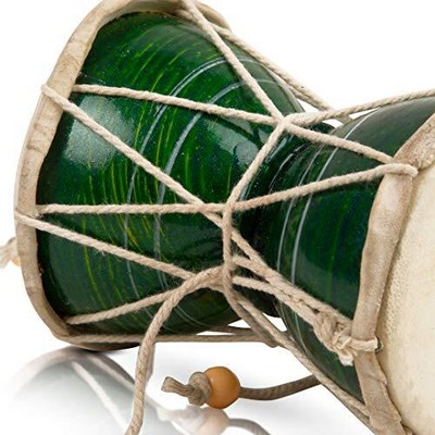 Handmade Wooden & Leather Classical Indian Folk Dumroo Damroo Damaru Hand Green Does not apply Does Not Apply - фотография #4