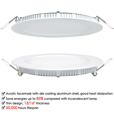 DELight 10 Pcs Round LED Recessed Ceiling Panel Down Light 12W Downlight Lamp Apluschoice 11CLL001-12W10P - фотография #9