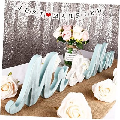  Wedding Decorations Set, Large Mr and Mrs Sign & Just Married Vintage Blue Does not apply Does Not Apply - фотография #2