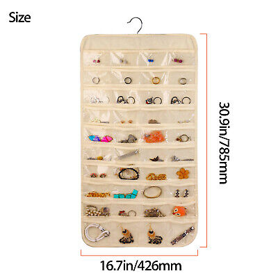 Jewelry Hanging Storage Organizer 80/32 Pockets Holder Earring Display Pouch Bag Wowpartspro Does Not Apply - фотография #8