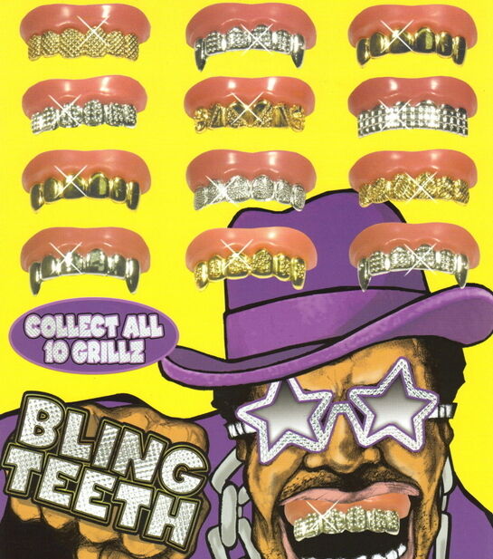 5 Bling Grill Grillz Fake Teeth Bulk Halloween Birthday Gold Silver For Kid New Unbranded