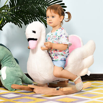Qaba Plush Kids Ride On Toy Rocking Horse Swan Style Animal Rocker Seat Gift Qaba US330-0800141