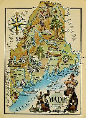 Maine Vintage Pictorial Map  (Small/Index Card size) Без бренда