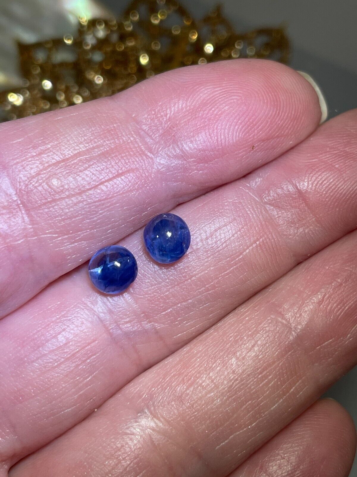 2.45ctw Loose Pair Natural Blue Sapphire Cabochons 5.6mm  Без бренда
