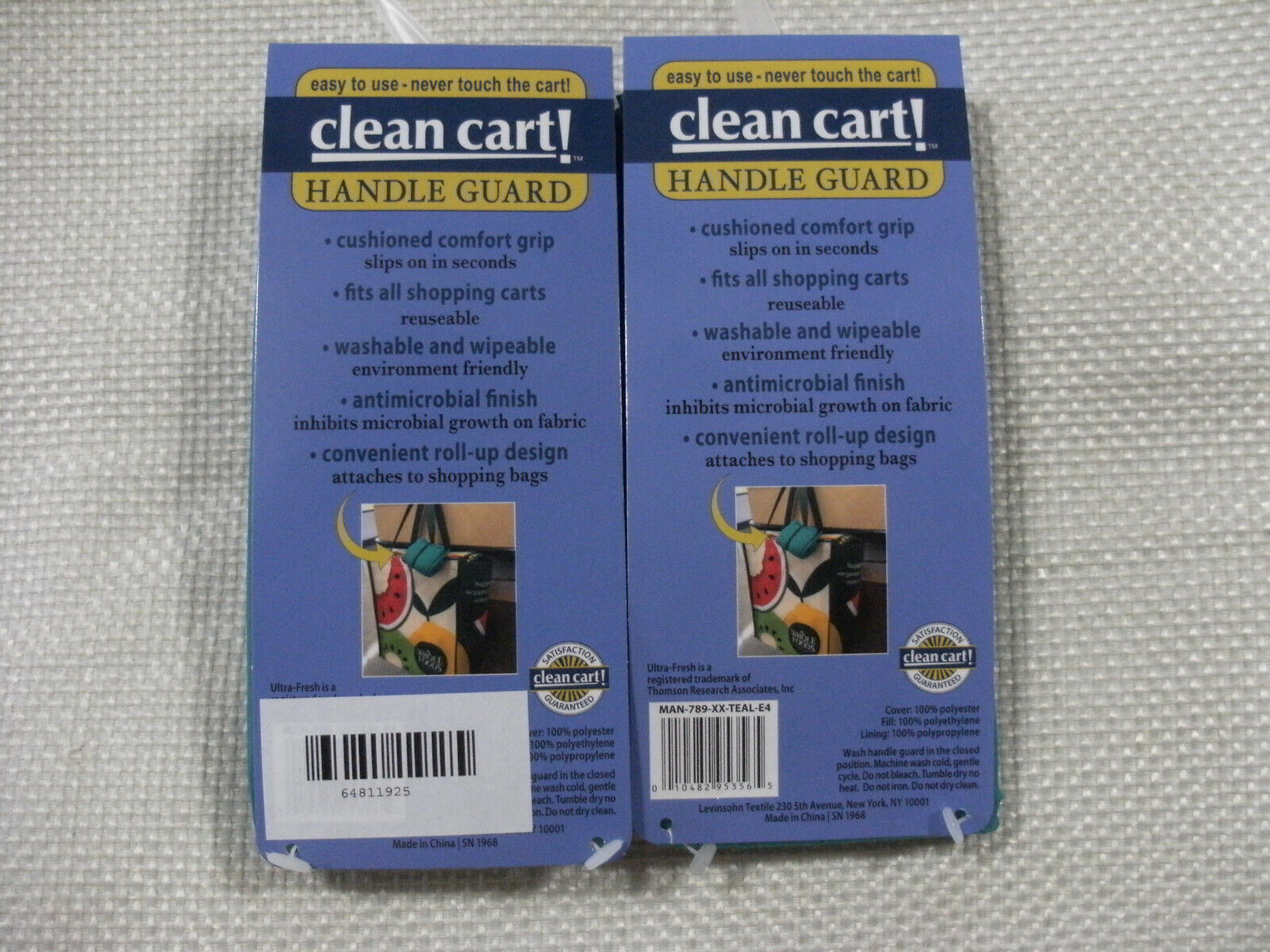 (2) TEAL Clean Shopping Cart Handle Guard Reusable Cover Sanitary Washable Wipe Clean Cart MAN-789-XX-TEAL-E4 - фотография #2