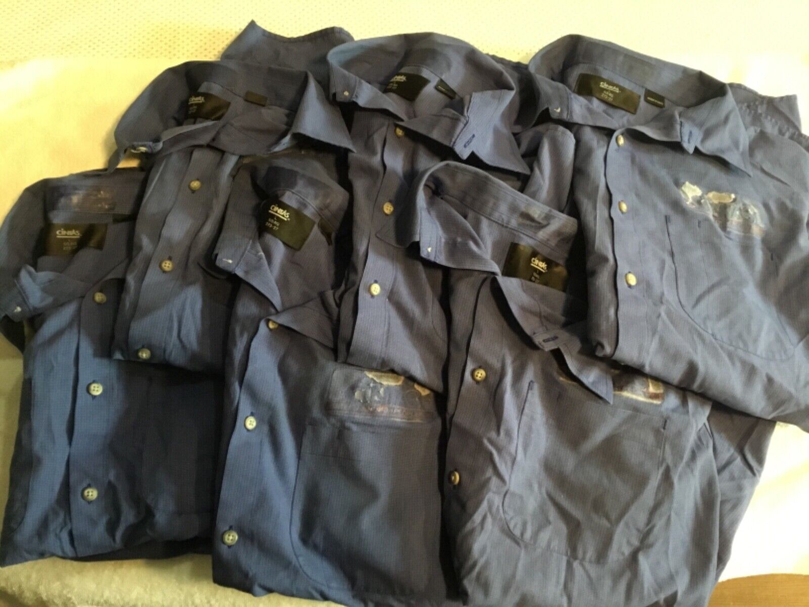 Used Uniform Work Shirts Ex CINTAS  Mechanics short sleeve Large - lot of 6 cintas Does Not Apply