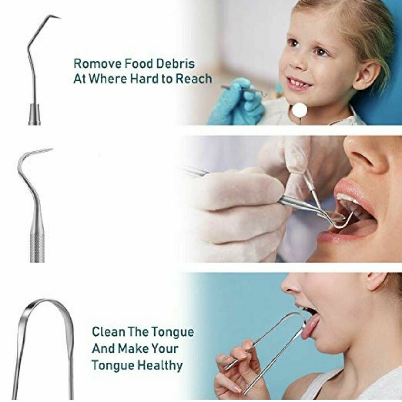 Dental Tooth Cleaning Kit Dentist Scraper Pick Tool Calculus Plaque Flos Remover TERRESA Does Not Apply - фотография #7