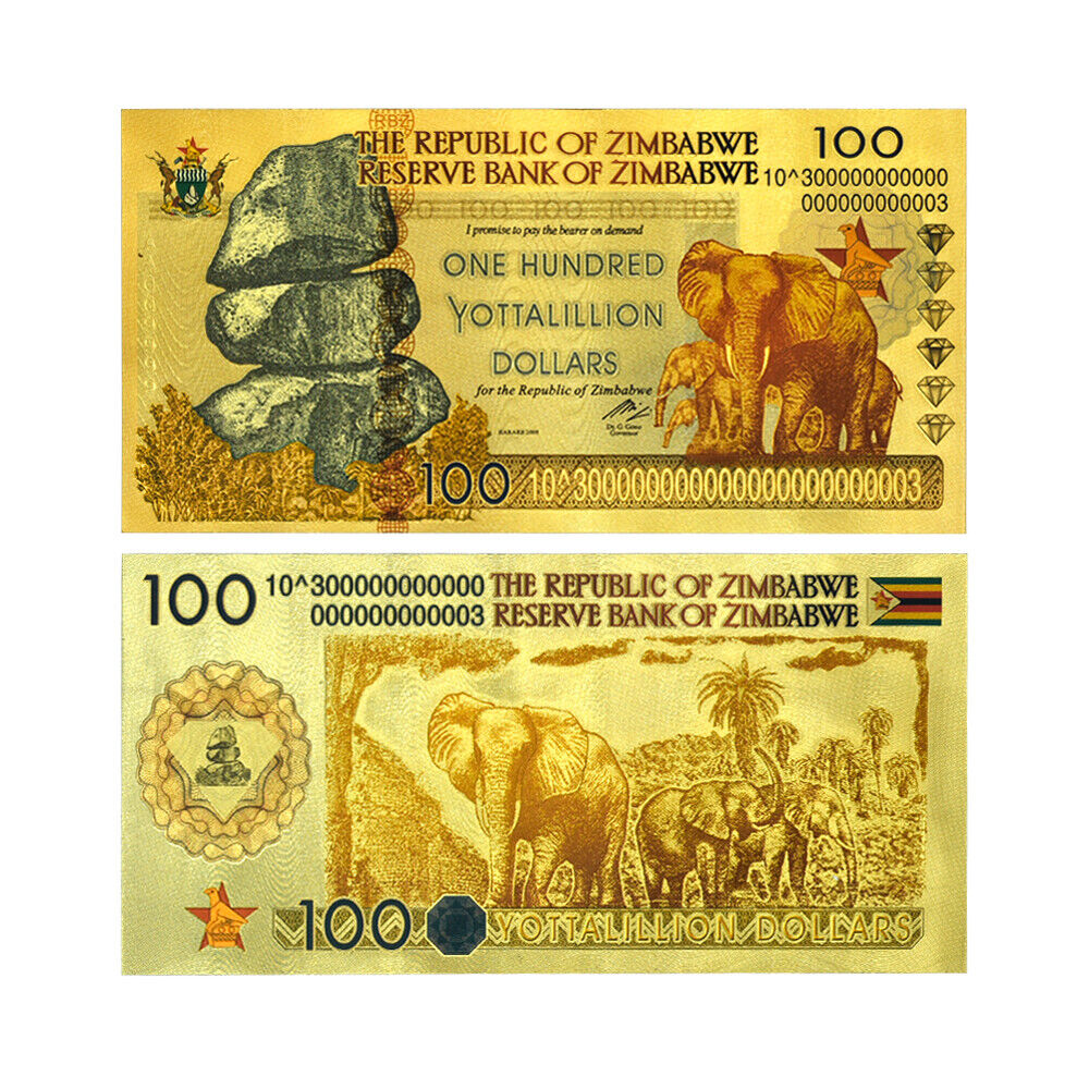 100pcs/lot Zimbabwe Gold Banknotes One Hundred Yottalillion Dollars Home Decor Без бренда - фотография #9