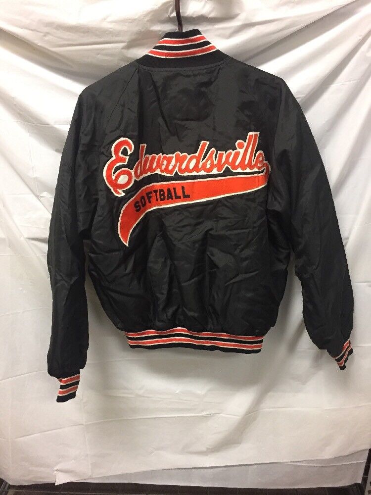 High School Girls Softball Button Down Quilted Jacket Sz L Edwardsville Softball Unbranded - фотография #2