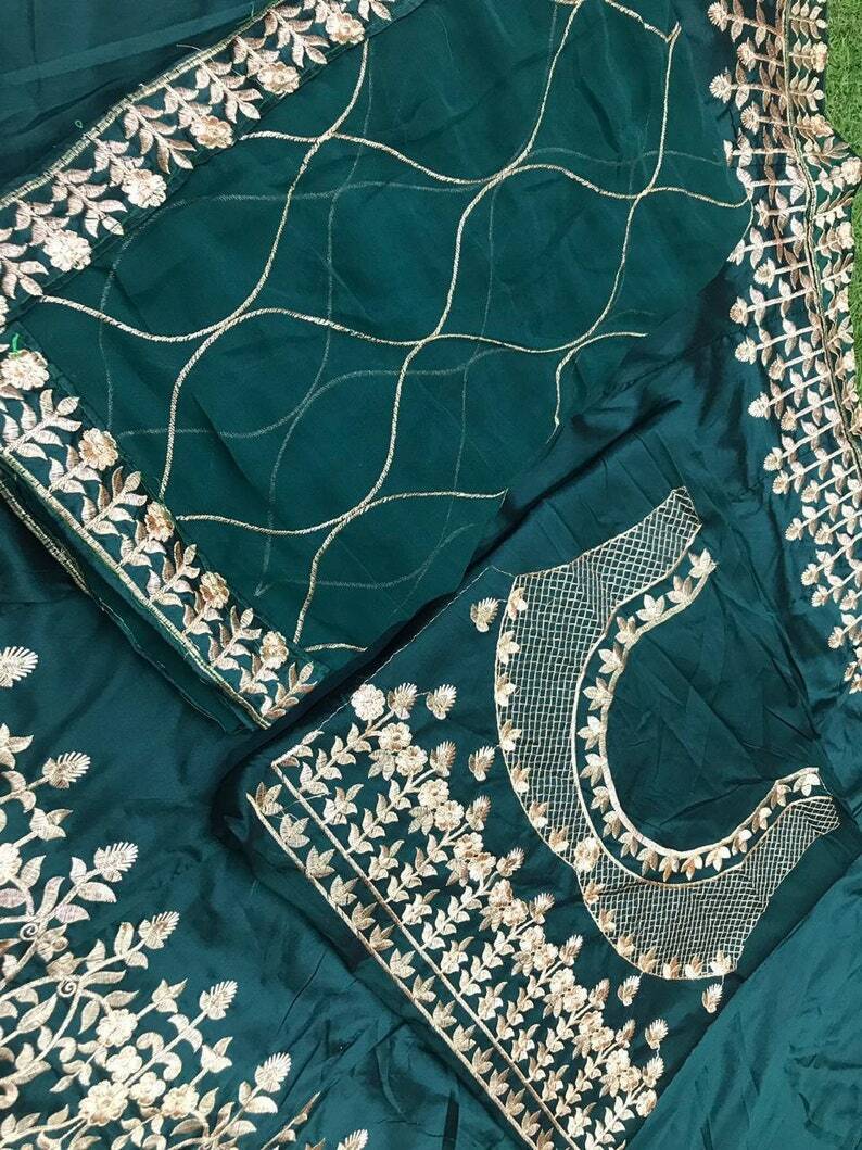 Designer green lehenga choli With Embroidered Work For Wedding Party Wear Handmade Does Not Apply - фотография #3