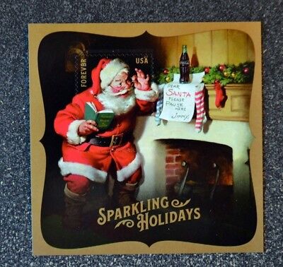 2018USA #5336 Forever Sparkling Holidays Santa - Souvenir Sheet Mint  coca cola Без бренда