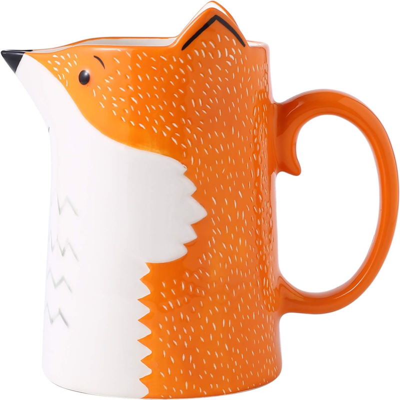 3D Fox Ceramic Water Pitcher Carafe Hand Painted Milk Bottle for Home Made Iced  Does not apply