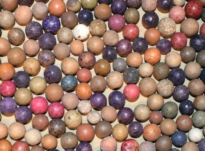 1800s Civil War era Colored Dye's Clay Marbles Lot of 12 Size .500" = 1/2" + . Commies - фотография #6