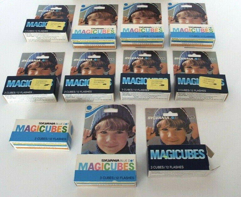 Vintage Sylvania Blue Dot Magicubes 12 Boxes 36 Cubes 132 Flashes NOS  91242-4 GE AG1B
