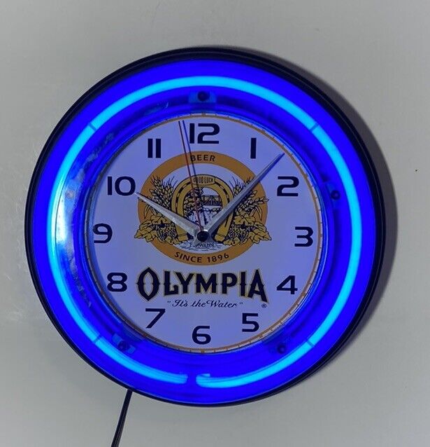 Olympia Brewing logo neon wall hanging clock Без бренда