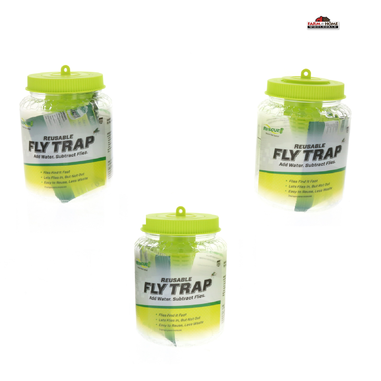 (3) Rescue Reusable Non-Toxic Fly Trap & Attractant ~ New Rescue FTR