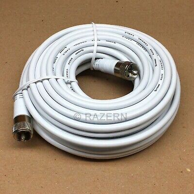 Steren 50 ft White RG8X Mini-8 Coax Coaxial PL259 UHF Ham CB Radio Antenna Cable Steren 205-750WH