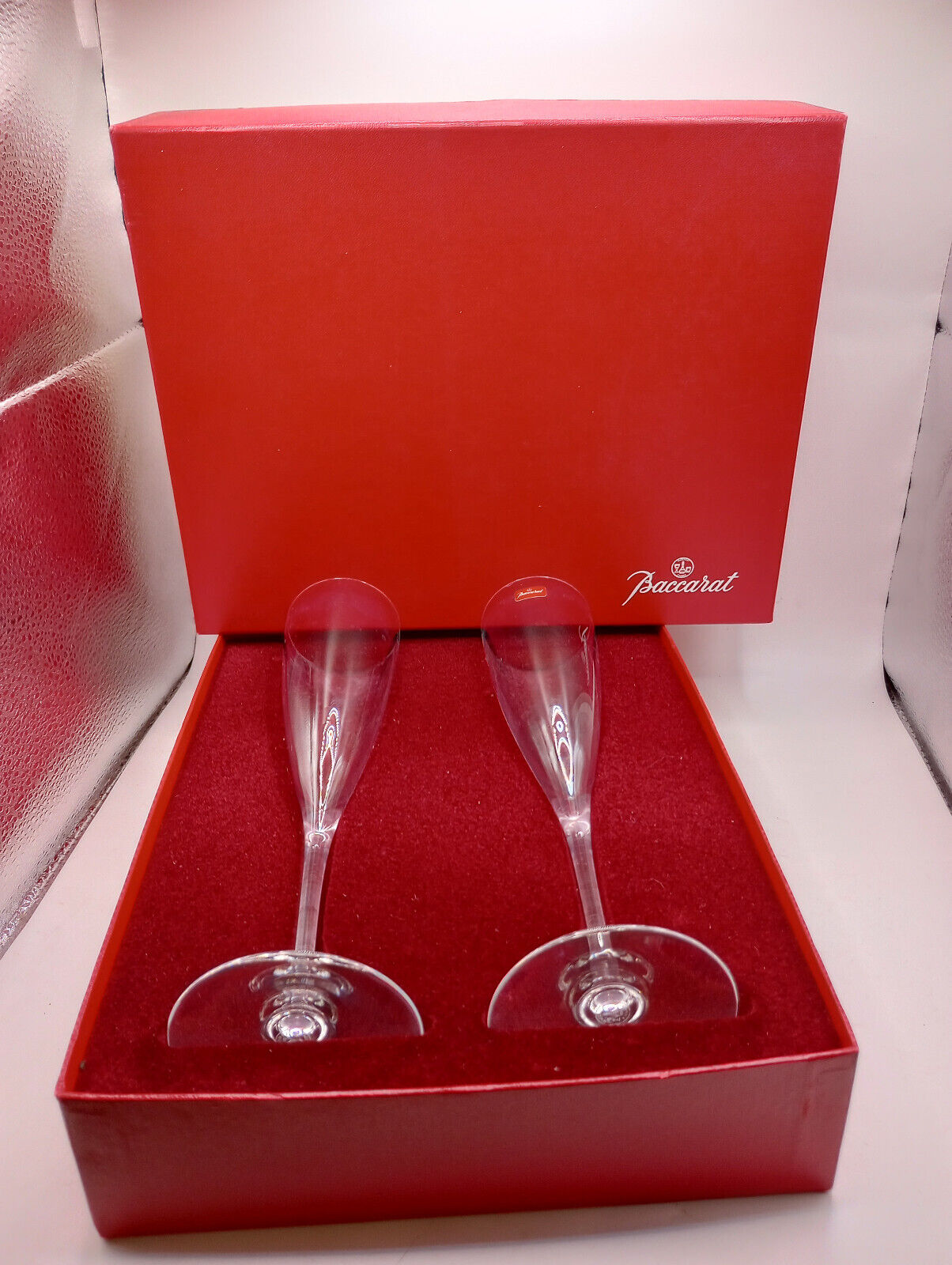 Pair of 2 Baccarat Dom Perignon Champagne Glasses, Leaded Crystal Baccarat