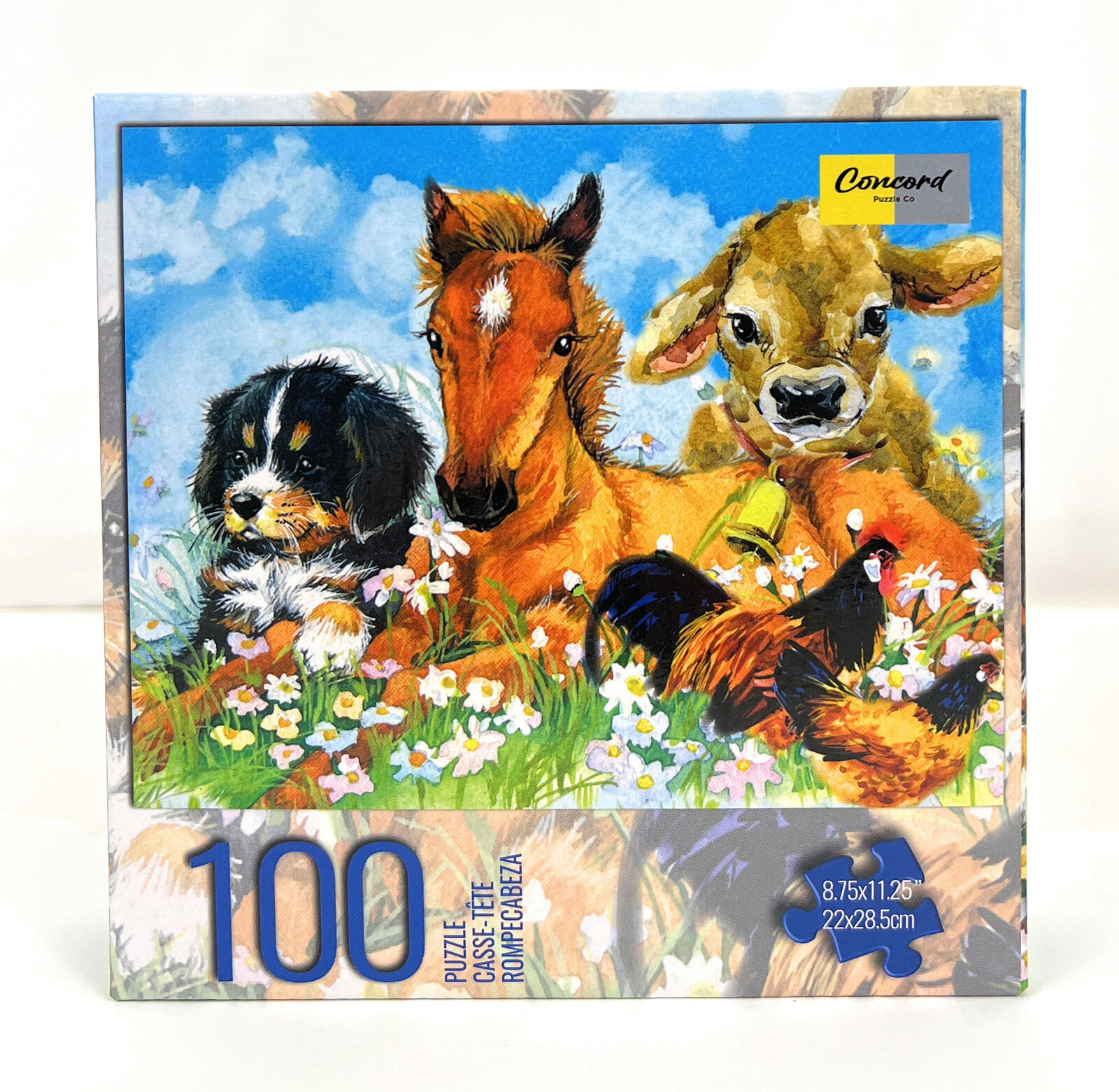 Lot 4 100 Piece Jigsaw Puzzles Kids Horses Cows Puppies Goat Kittens Easter Toys Karmin - фотография #4