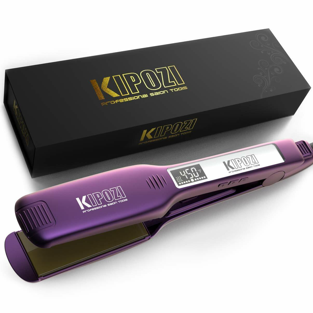 KIPOZI Salon Hair Straightener 1.75 Inch Wide Voltage Digital Display Purple KIPOZI Does Not Apply
