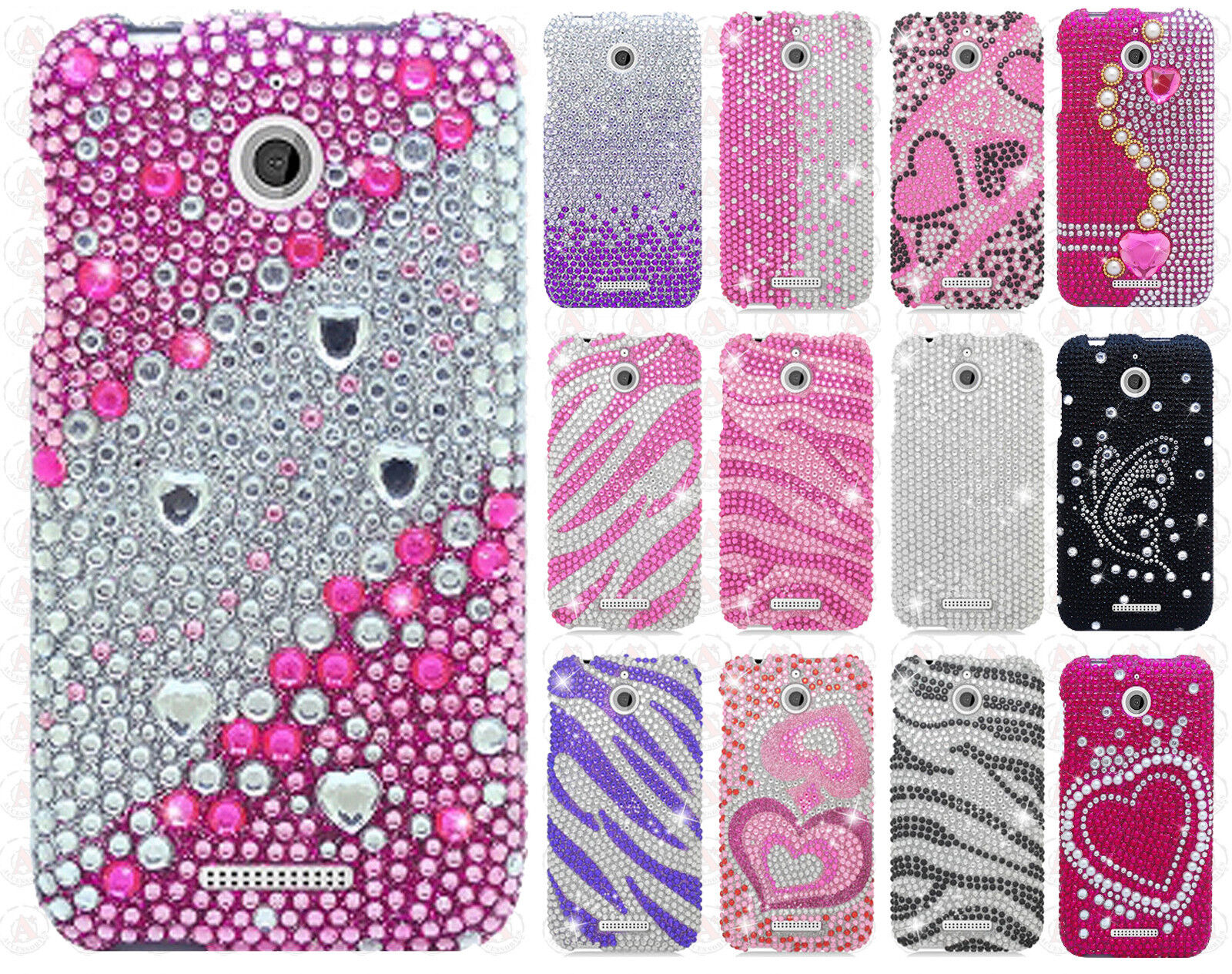 For HTC Desire 510 Crystal Diamond BLING Hard Case Snap On Phone Cover Accessory Generic Does not apply