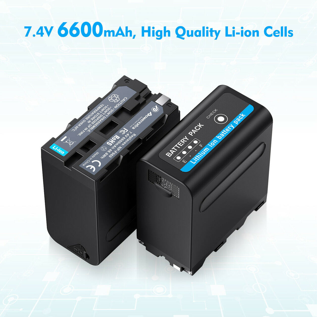 2 Pack 7.4V Li-ion Battery For Sony NP-F970 NP-F975 NP-F960 NP-F950 Camcorder Powerextra NP-F960 - фотография #4