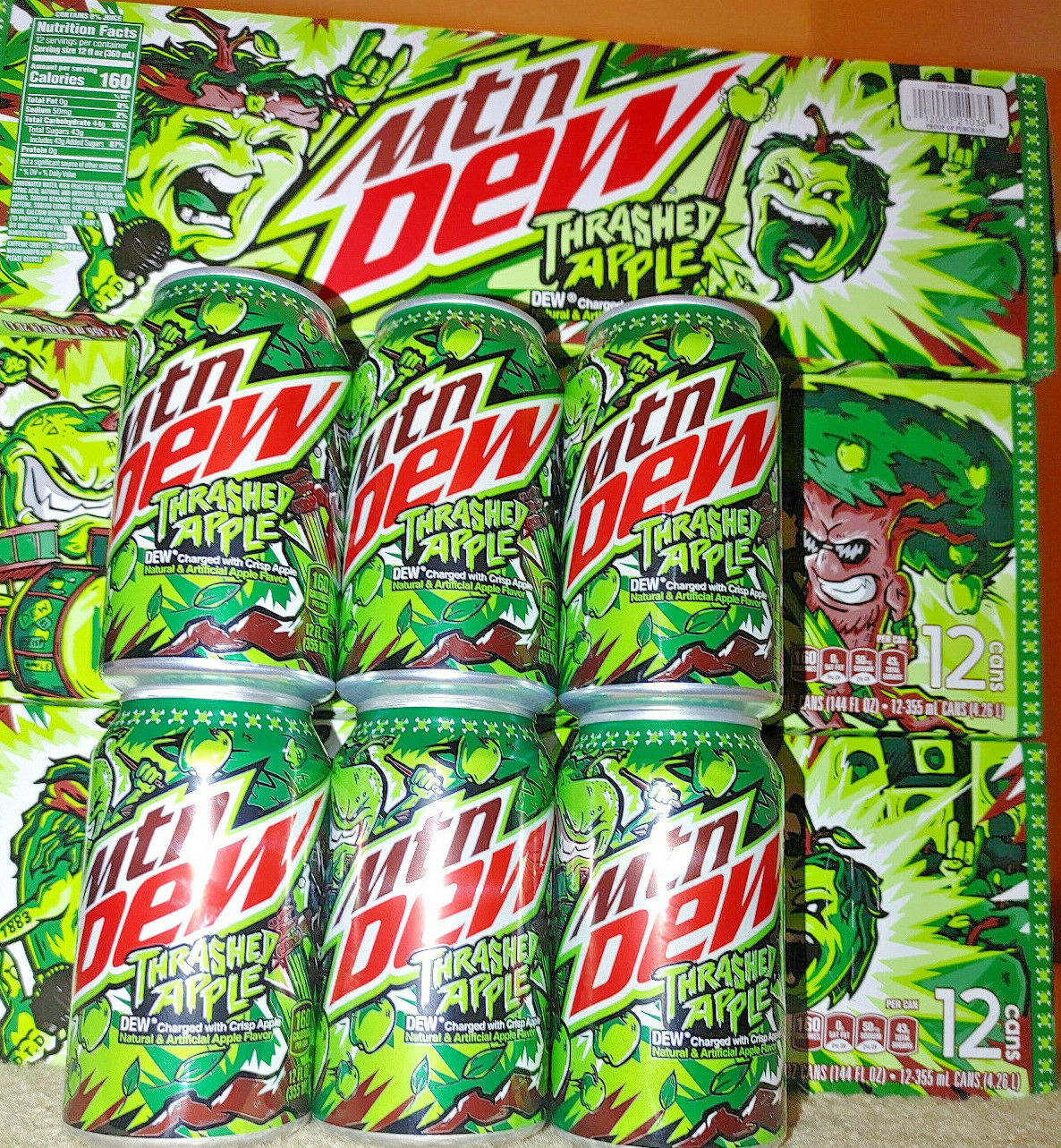 THRASH with NEW Mountain Dew Thrashed Apple. (3 pack of SINGLE CANS) Free Ship! Mountain Dew - фотография #3