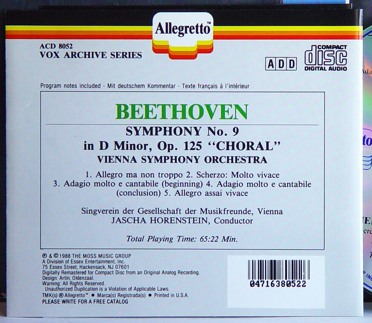 5 Classical CDs Beethoven Vivaldi Handel Ravel Chabrier Debussy Dukas Allegretto Без бренда - фотография #5
