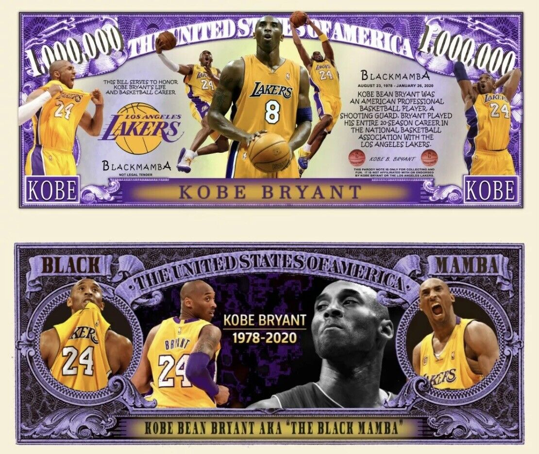 10 Each Kobe Bryant Michael Jordan LeBron James Collectible NBA Dollar Bills Unbranded - фотография #3