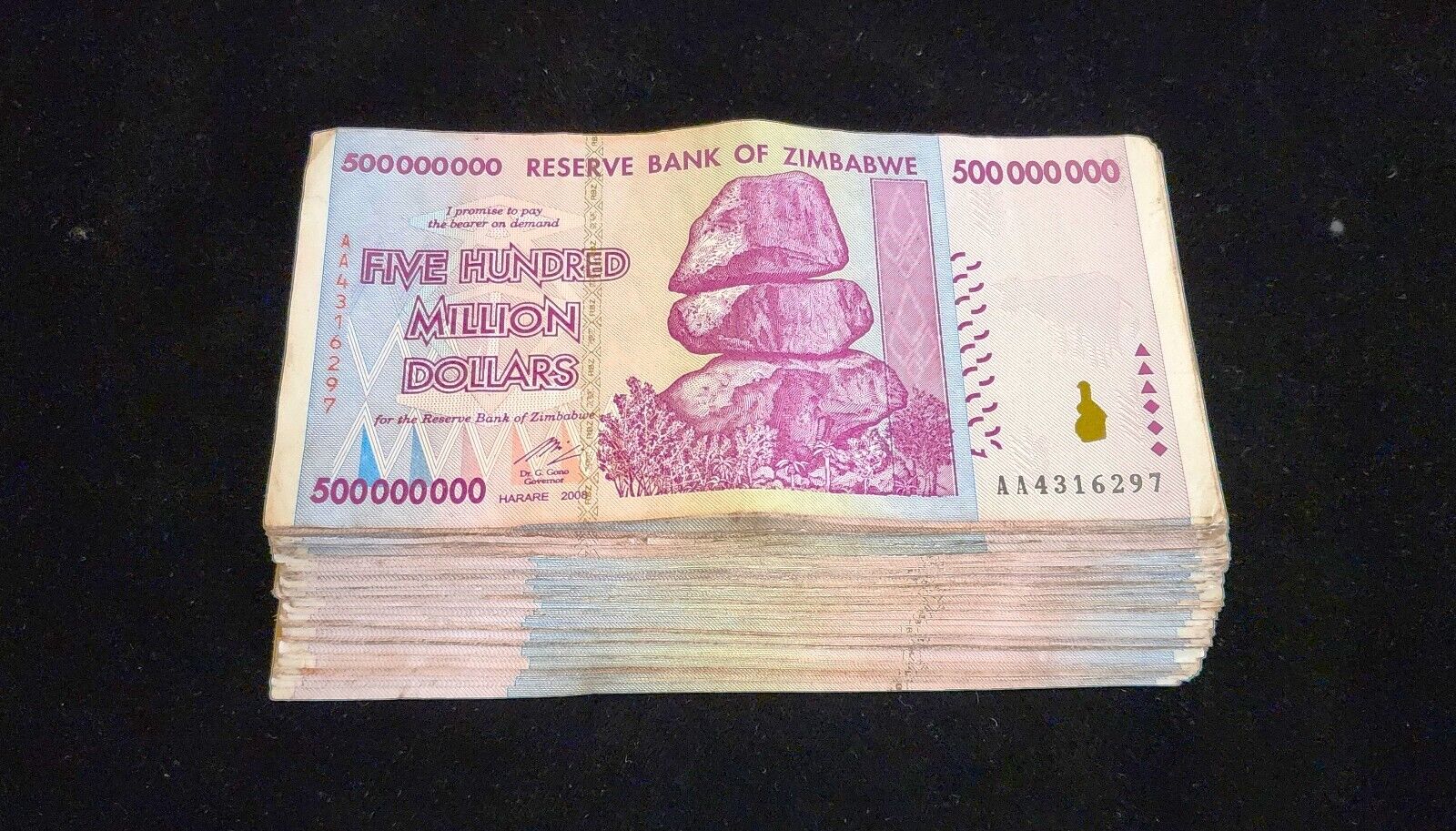 25 x Zimbabwe 500 Million Dollar banknotes- AA/AB 2008 / circulated currency Без бренда
