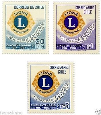 Chile 1967 #710-12 Cincuentenario Club de Leones MNH Без бренда