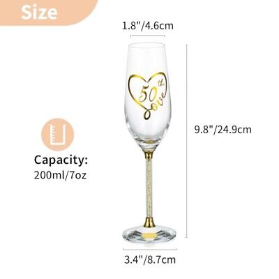  50th Anniversary Champagne Flutes: Set of 2 Crystal Toasting Glasses with Gold Does not apply Does Not Apply - фотография #7