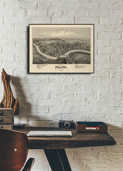 Bird's Eye View 1897 Philippi West Virginia Vintage Style City Map - 18x24 Без бренда - фотография #3