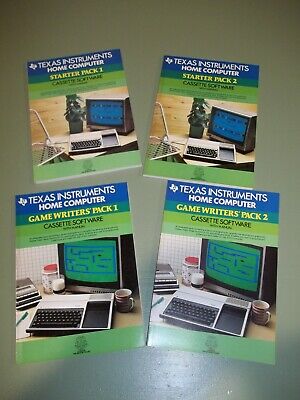 Set of 4 TI-99/4A TI99 Manuals STARTER PACK 1 & 2 - GAMEWRITERS' PACK 1 & 2 New  Texas Instruments
