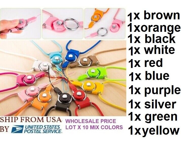 LOT 10 Detachable Cell Phone Mobile Neck Lanyard Strap ID Card Key Ring Holder Unbranded/Generic Does Not Apply