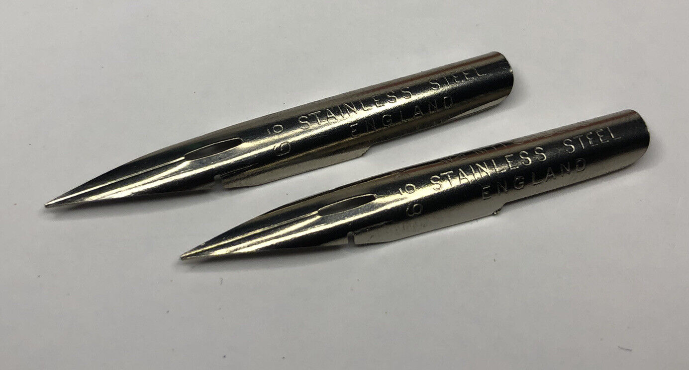 x2 William Mitchell's Stainless Steel "No.9" Pen 0221 Fine Nib Vintage Dip Pen William Mitchell - фотография #8