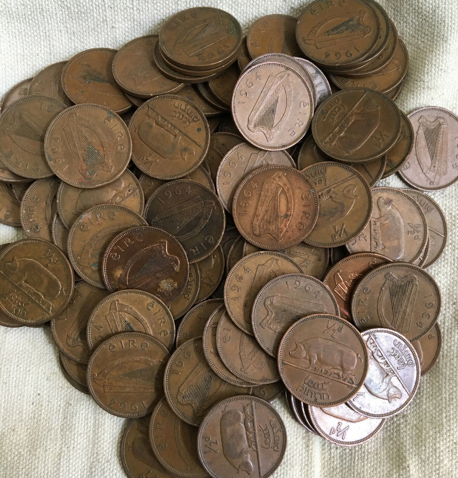 Ireland Copper Half Pennies -- Wholesale Lot of 400 Circulated Pieces Без бренда