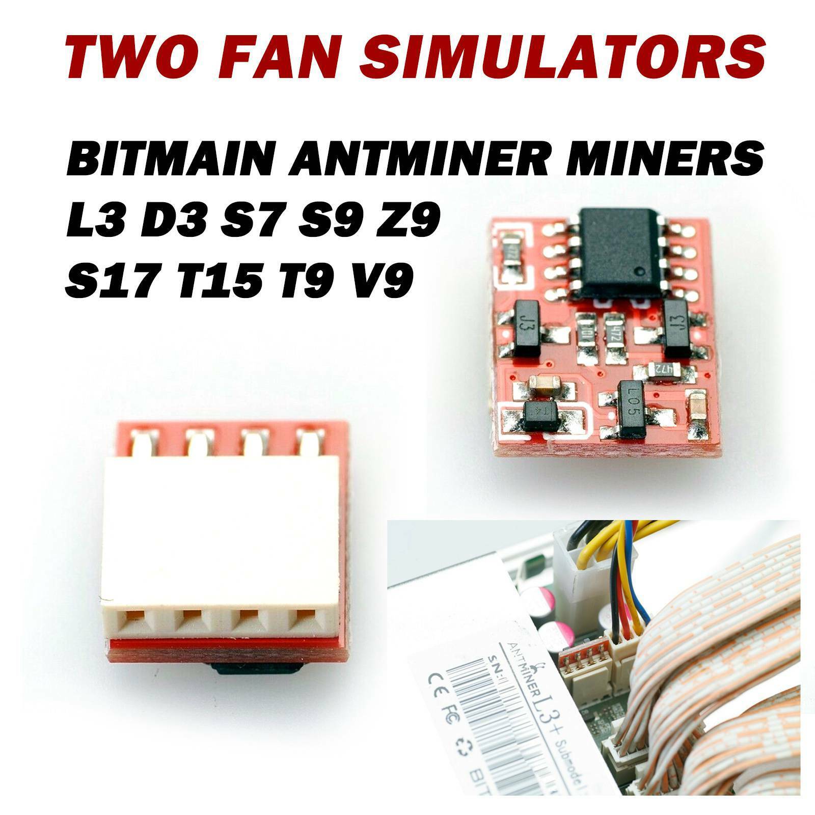 2Pcs Fan Simulators fit Bitmain Antminer Miner L3 D3 S7 S9 Z9 S17 T15 T9 V9 Unbranded Does not apply - фотография #8