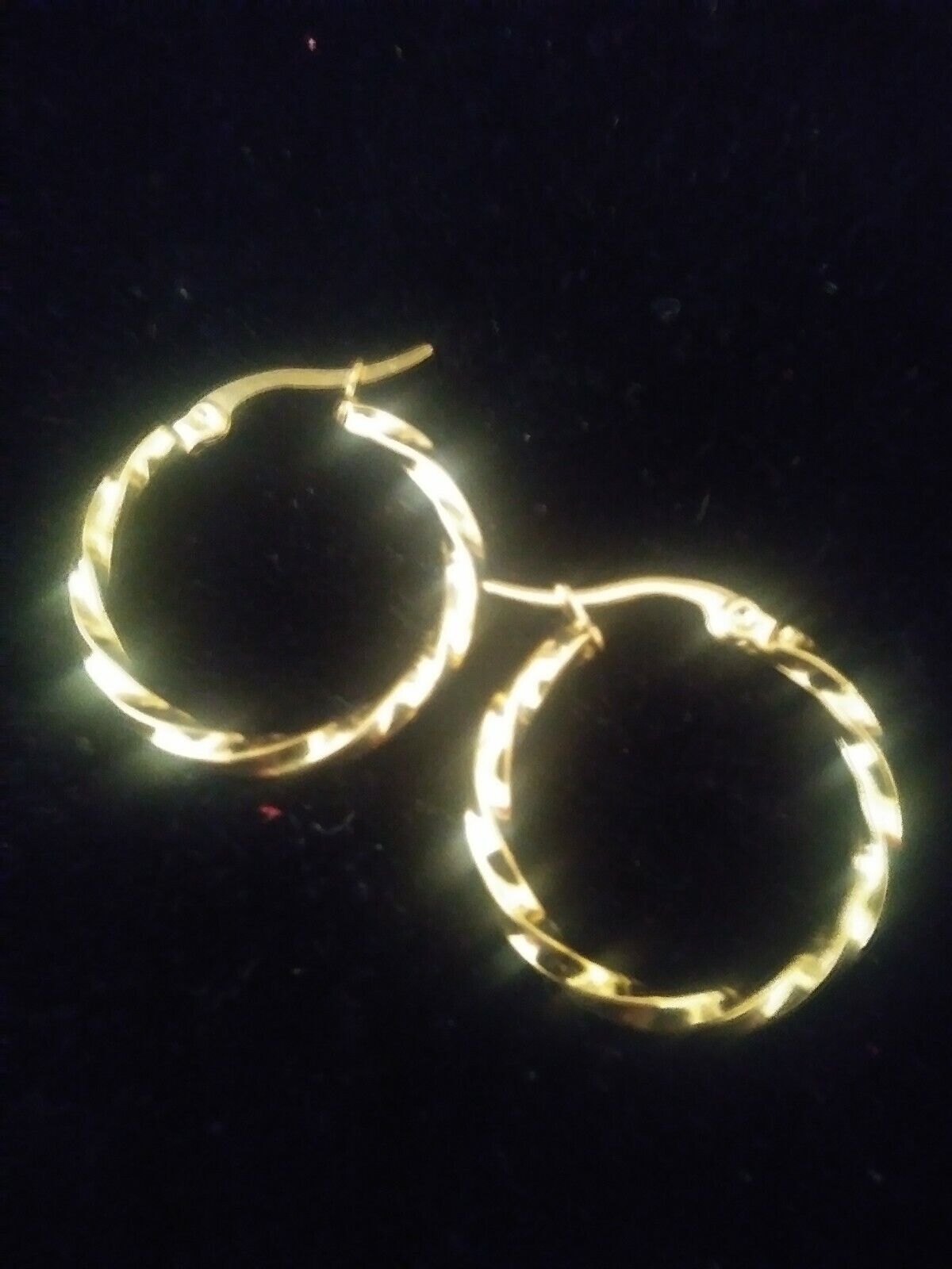 1 INCH  14KT GOLD & STS TWISTED SHINY ROUND HOOP EARRINGS + BONUS!  SPECIAL! EXCEPTIONALBUY