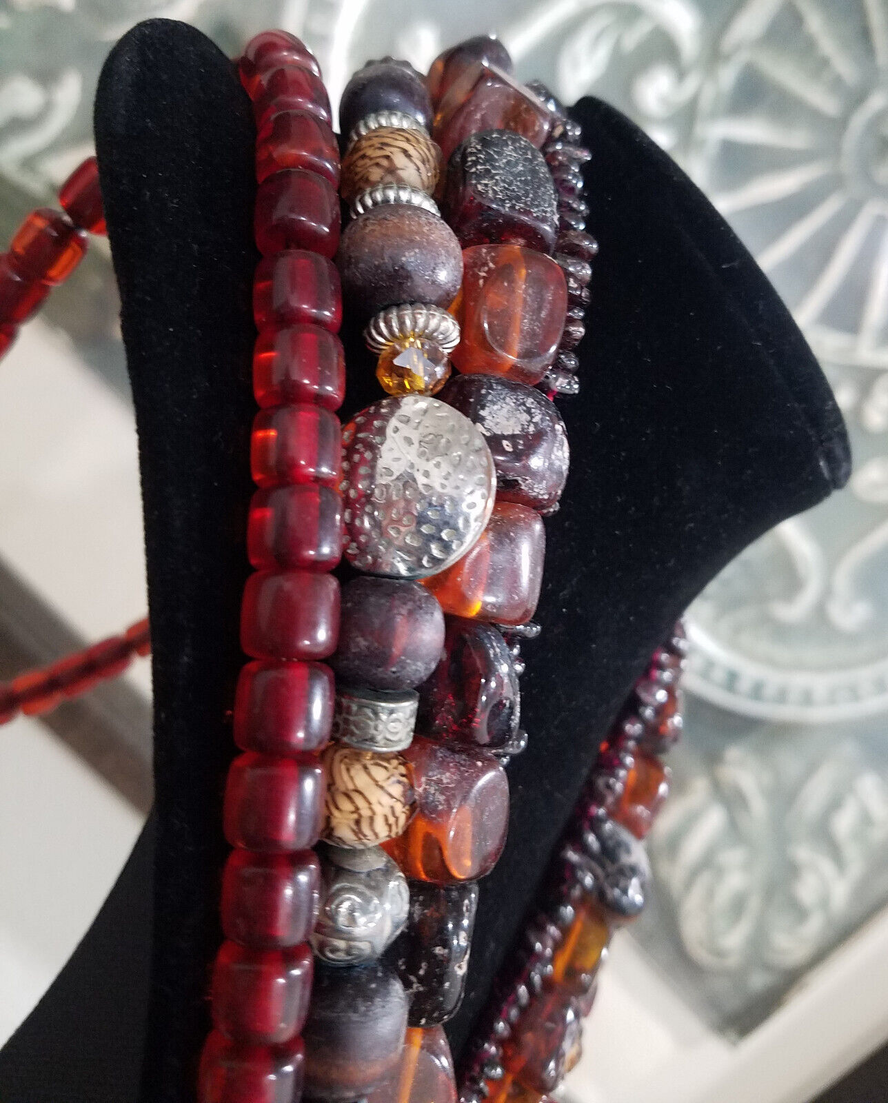 Stunning artisan SET of 4 necklaces Tibetan amber bakelite stone quartz Unbranded - фотография #12