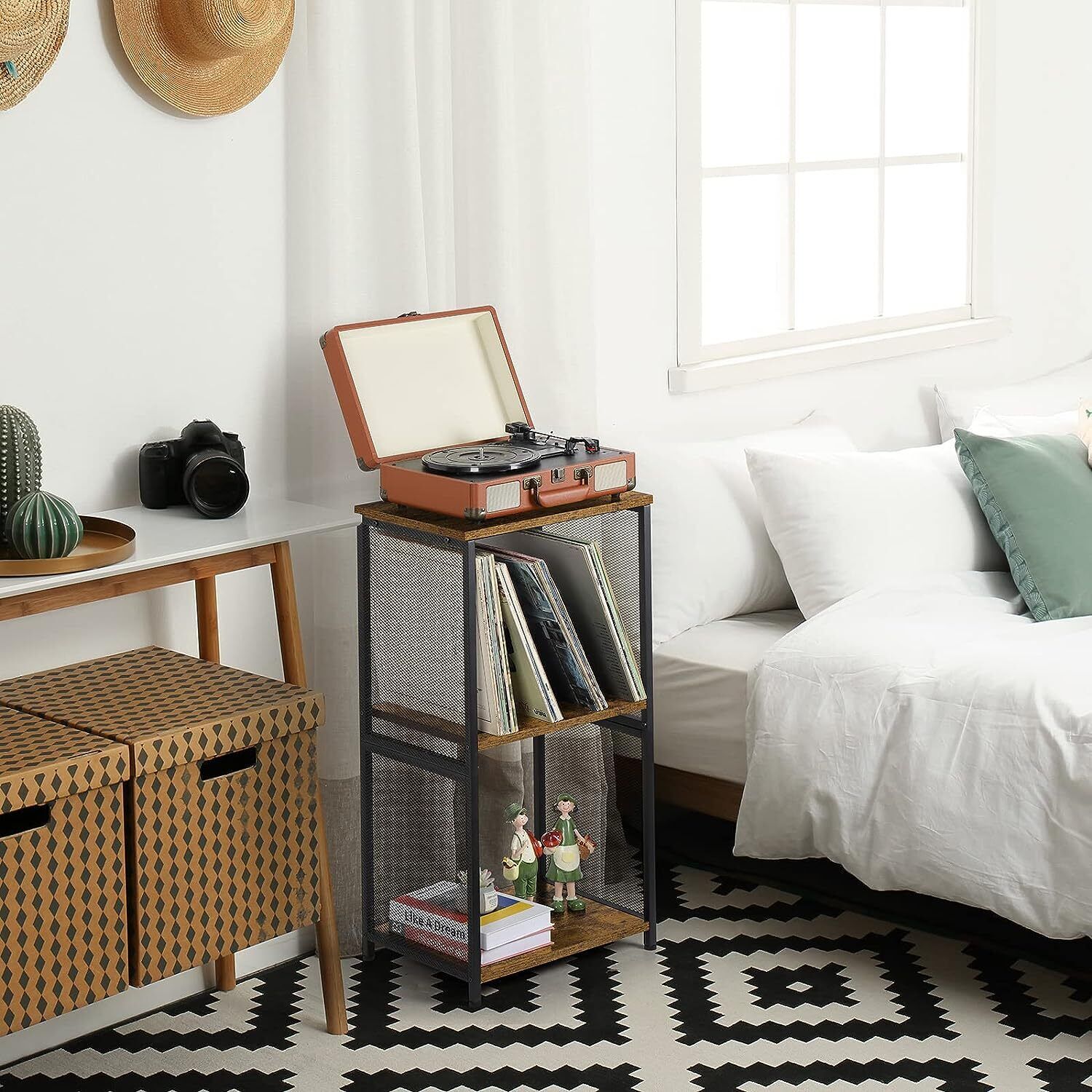 Multifunctional Retro Wooden Record Player Stand Storage Table Display Shelf Unbranded Does Not Apply - фотография #7