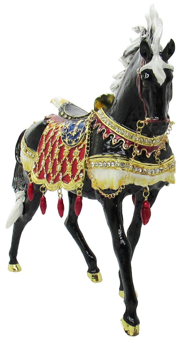 X-Large Horse Jeweled Trinket Box with Austrian Crystals, Black Без бренда - фотография #5