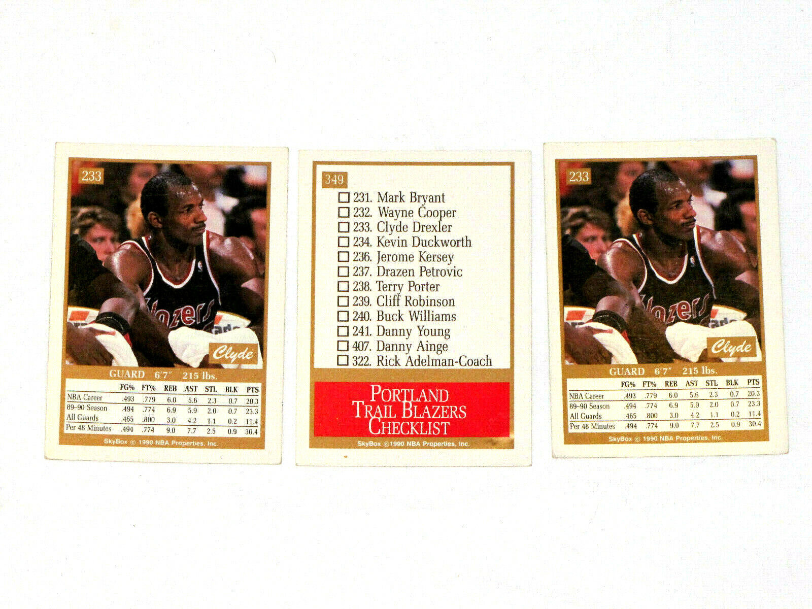 Lot Of 2 1990 SkyBox Portland Trail Blazers Basketball Card #233 Clyde Drexler Без бренда - фотография #6