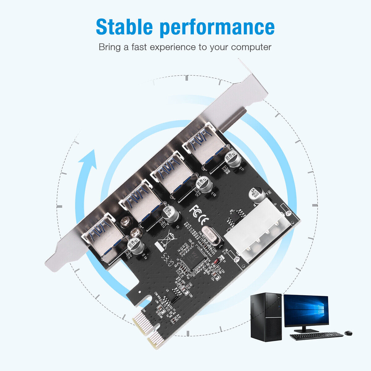 4-Port 5Gbps PCI-E Express to USB 3.0 Controller Expansion Card Adapter for PC Unbranded Does not apply - фотография #6