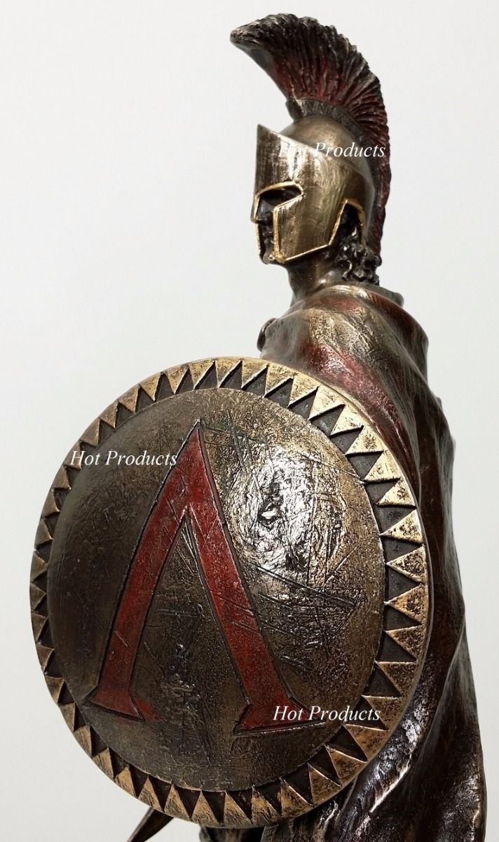 10" LEONIDAS Greek Warrior SPARTAN KING Statue Sword Hoplite Shield Bronze Color Veronese - фотография #8