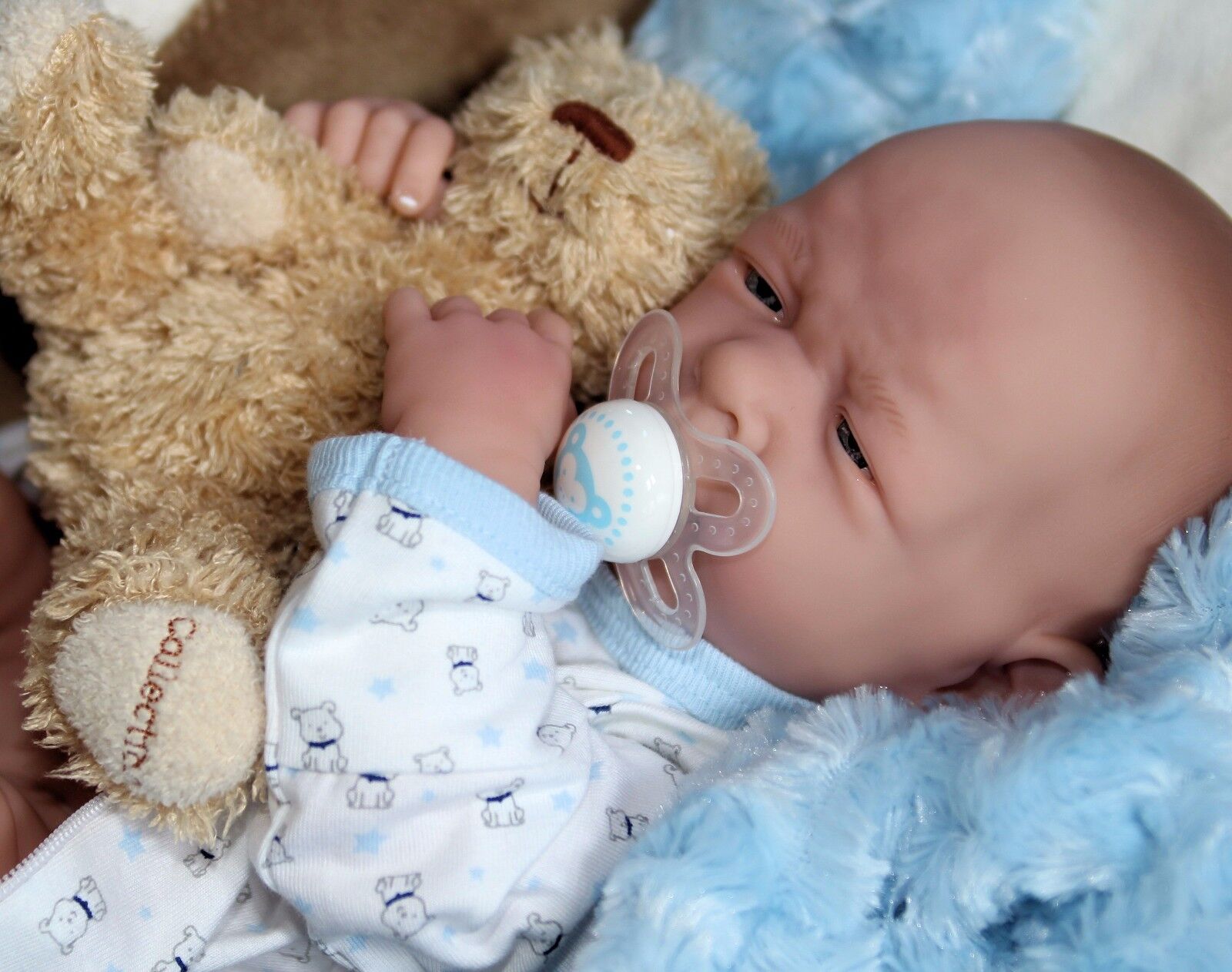 AWW! BABY BOY "DOGGIES"! Preemie Life Like Reborn Pacifier Doll + Extras Unbranded - фотография #3