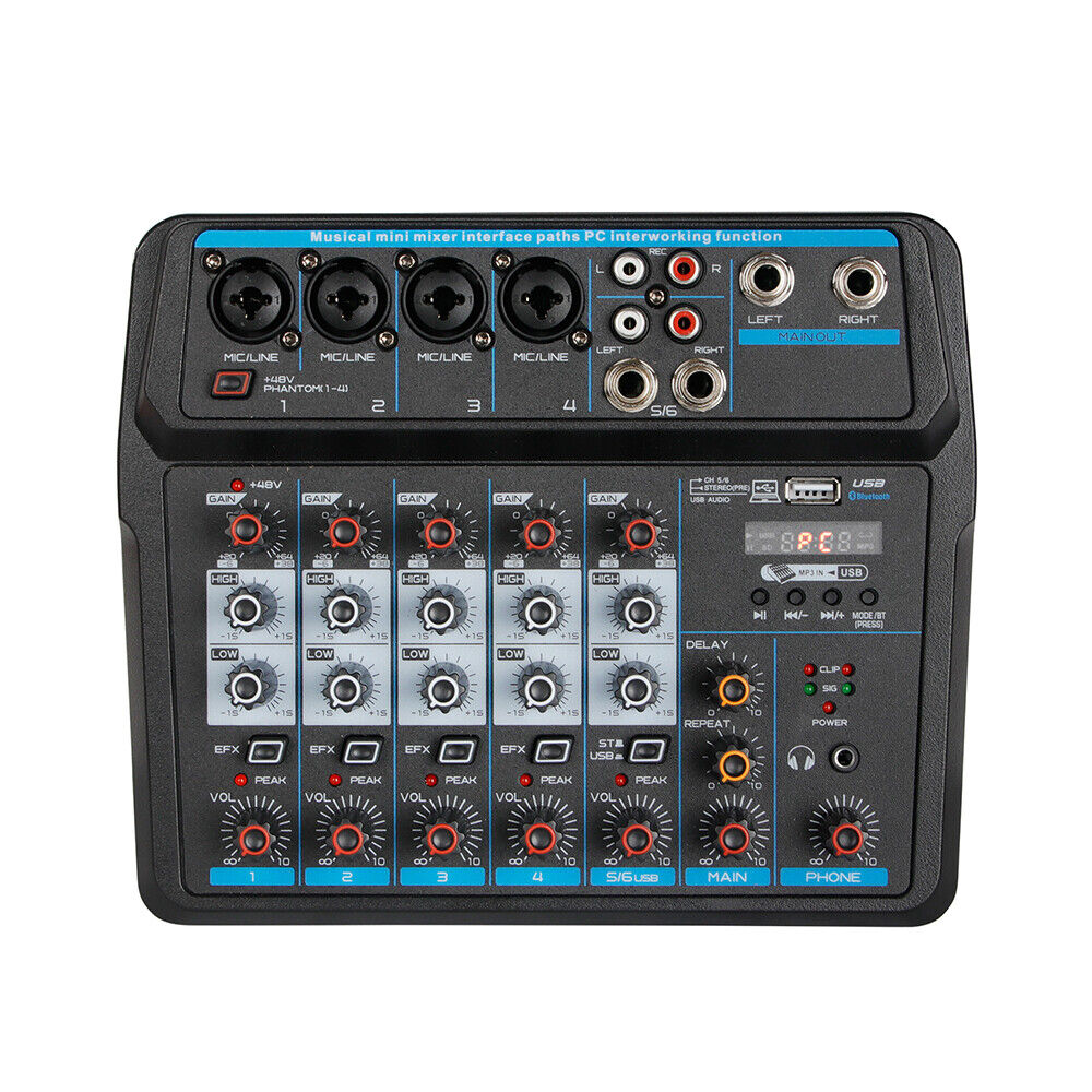 SALE 6-Channel Live Audio Mixer Bluetooth USB DJ Sound Mixing Console Amplifier Unbranded Does Not Apply - фотография #10