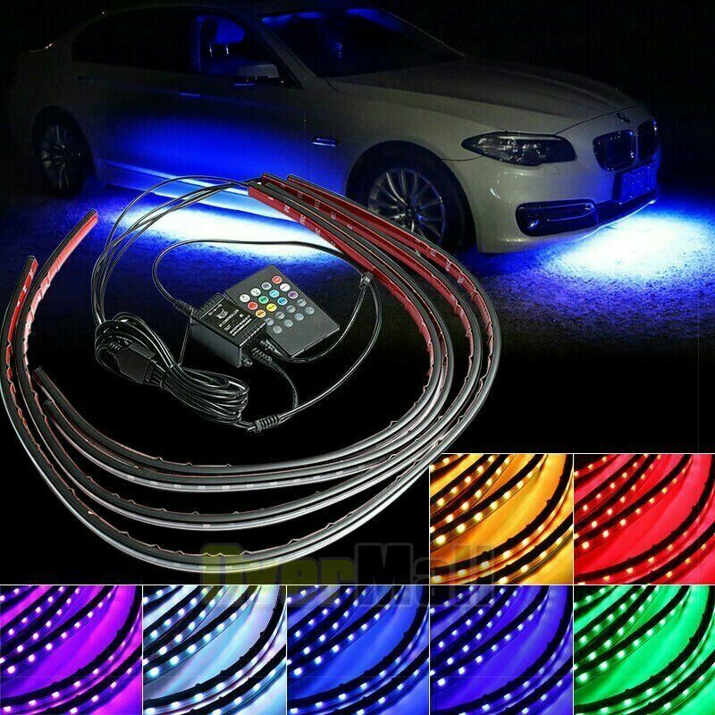 4X8 5050 RGB LED Strip Under Car Tube Underglow Underbody System Neon Light Kit BFVV - фотография #3