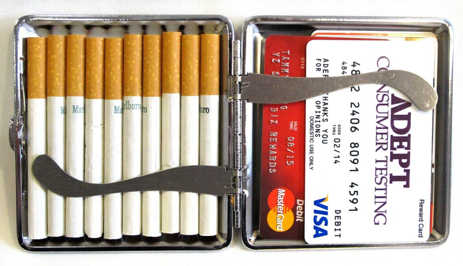2pc Set Stainless Steel Cigarette Case Hold 20pc Regular Size 84s -PURPLE + BLUE Без бренда - фотография #11