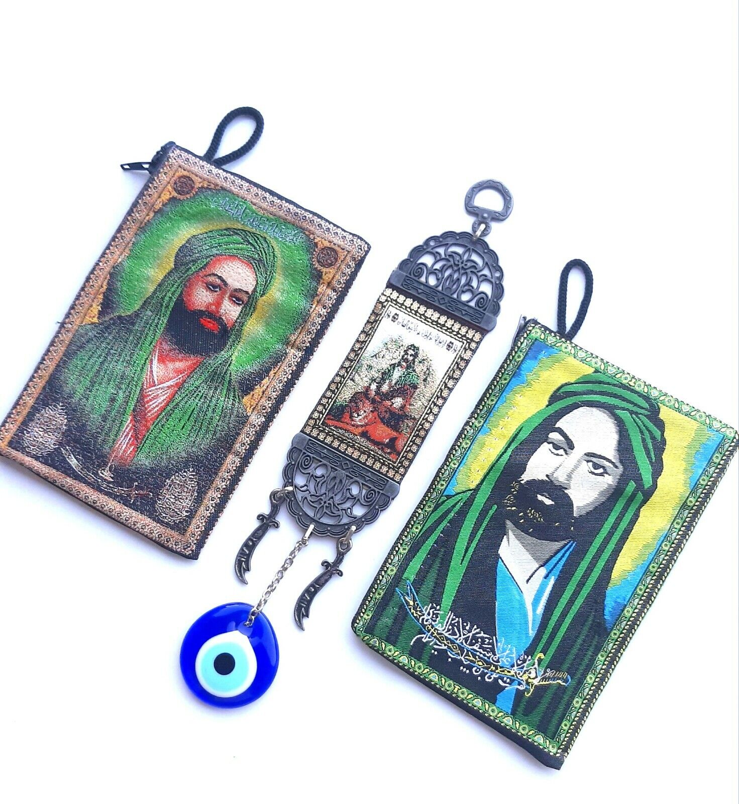 3pcs imam Ali Bag Tapestry Coin Purse Holding Zulfiqar Sword Lion Down His Feet Без бренда - фотография #3